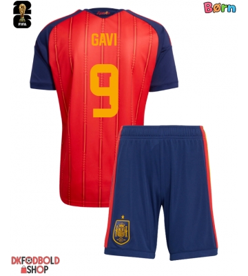 Spanien Paez Gavi #9 Hjemmebanesæt Børn VM 2026 Kort ærmer (+ korte bukser)